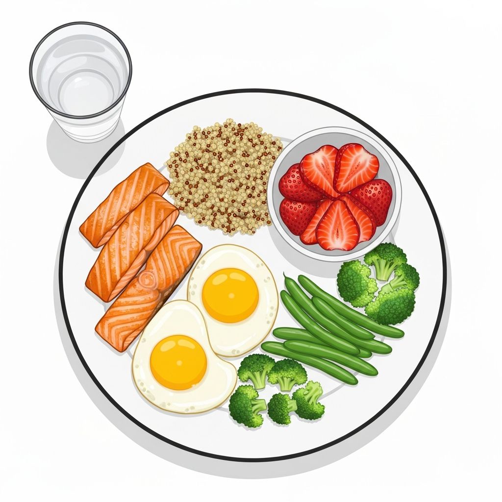 Balanced nutrition plate with different food groups